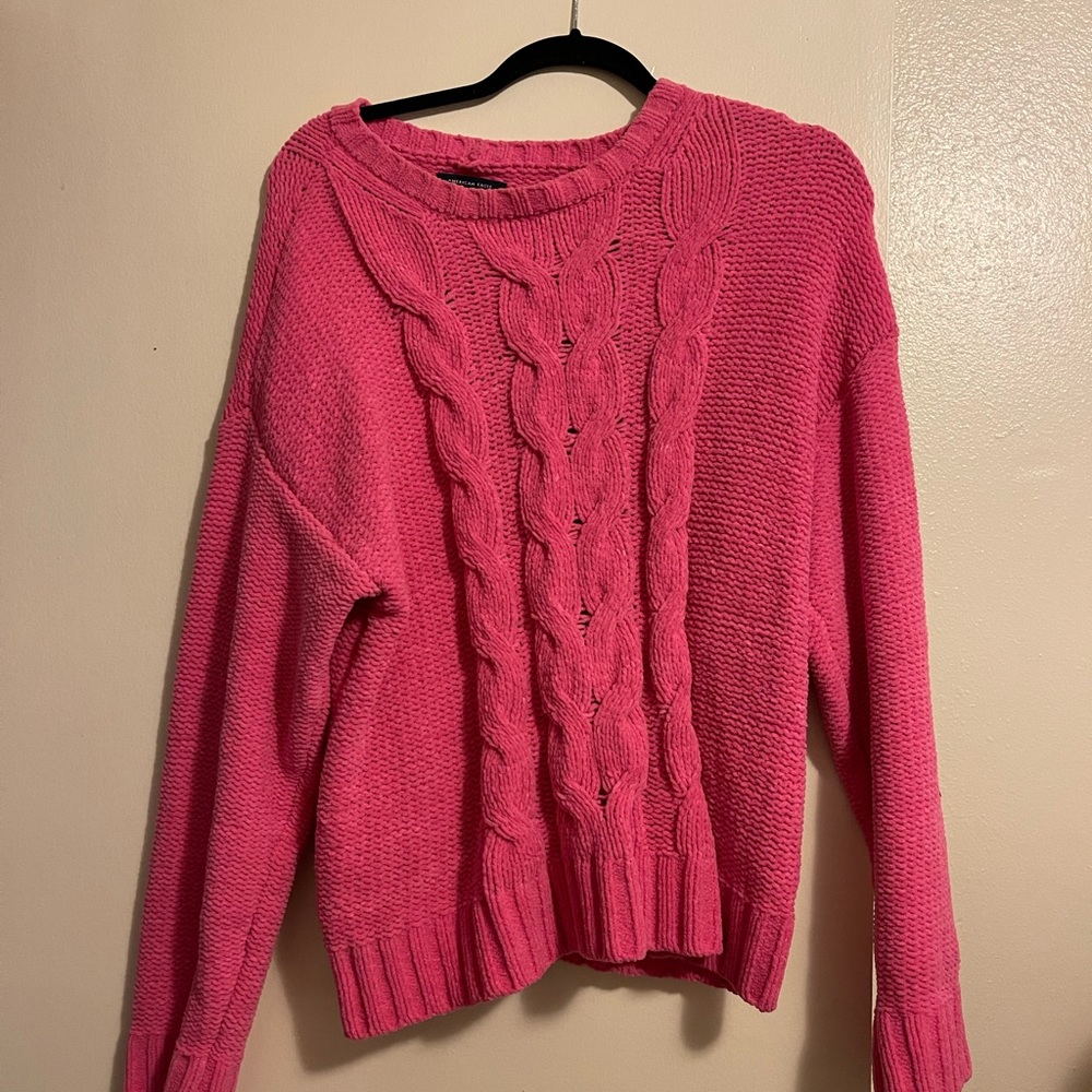 AMERICAN EAGLE pink chenille sweater size S